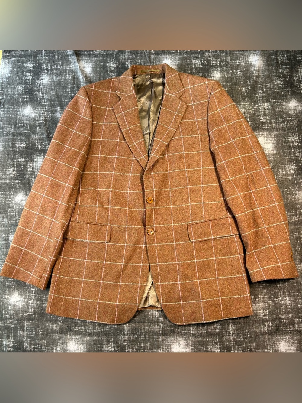 Charles Tyrwhitt Suit 42L Mens Classic Brown Tweed 100%Wool Finest English Cloth